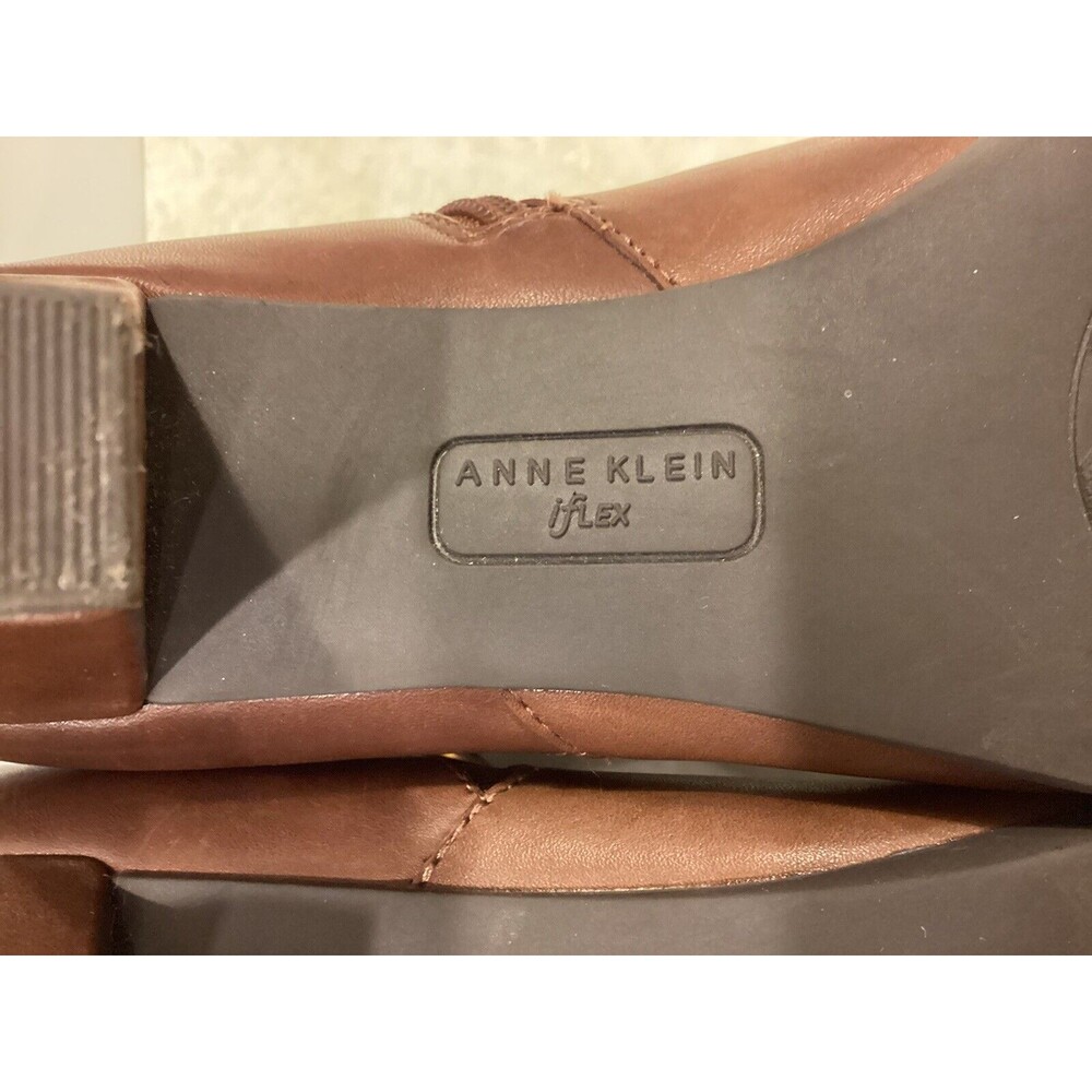 Anne Klein Chelsey Ankle Congac Brown Leather Boots 8.5M - Picture 11 of 15
